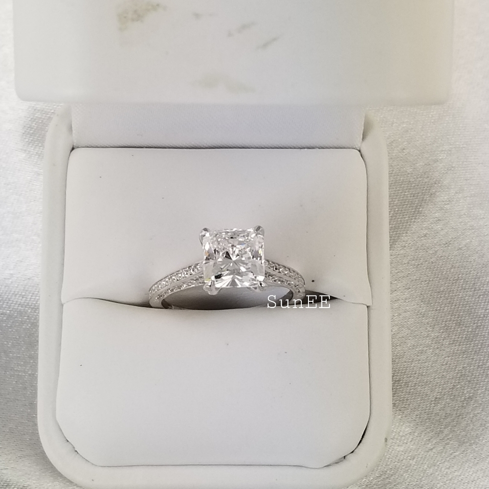 Real 925 Princess Cut Wedding Rings - Picture 4 of 4